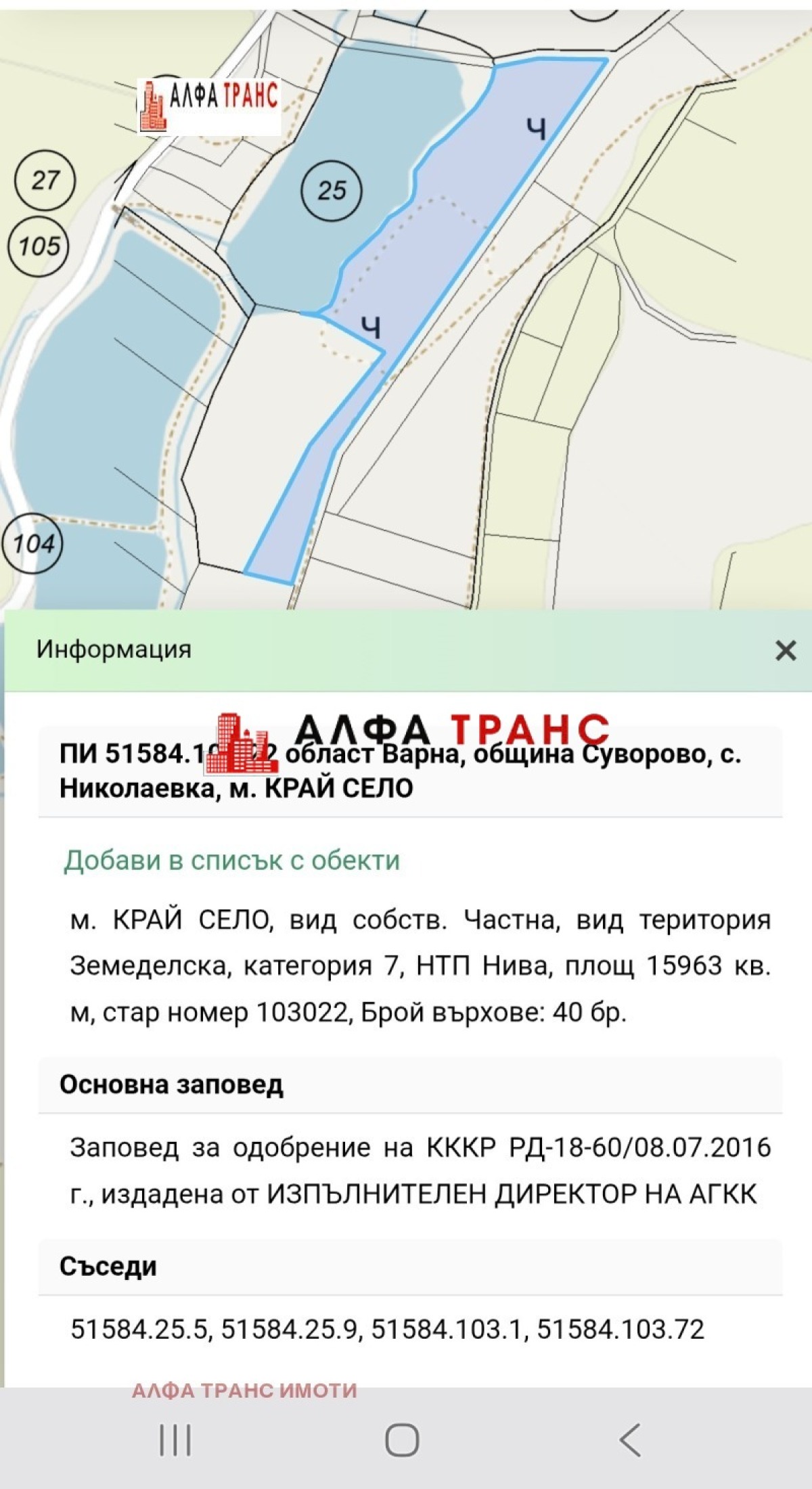 Продажба Земеделска земя гр. Суворово - с. Николаевка 65 декара