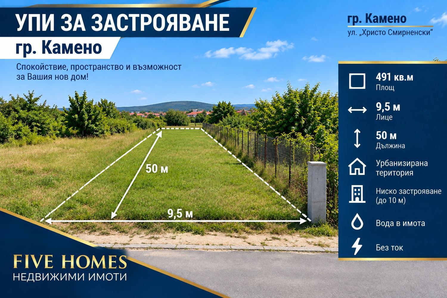 УПИ за ниско застрояване в гр. Камено – 491 кв.м
